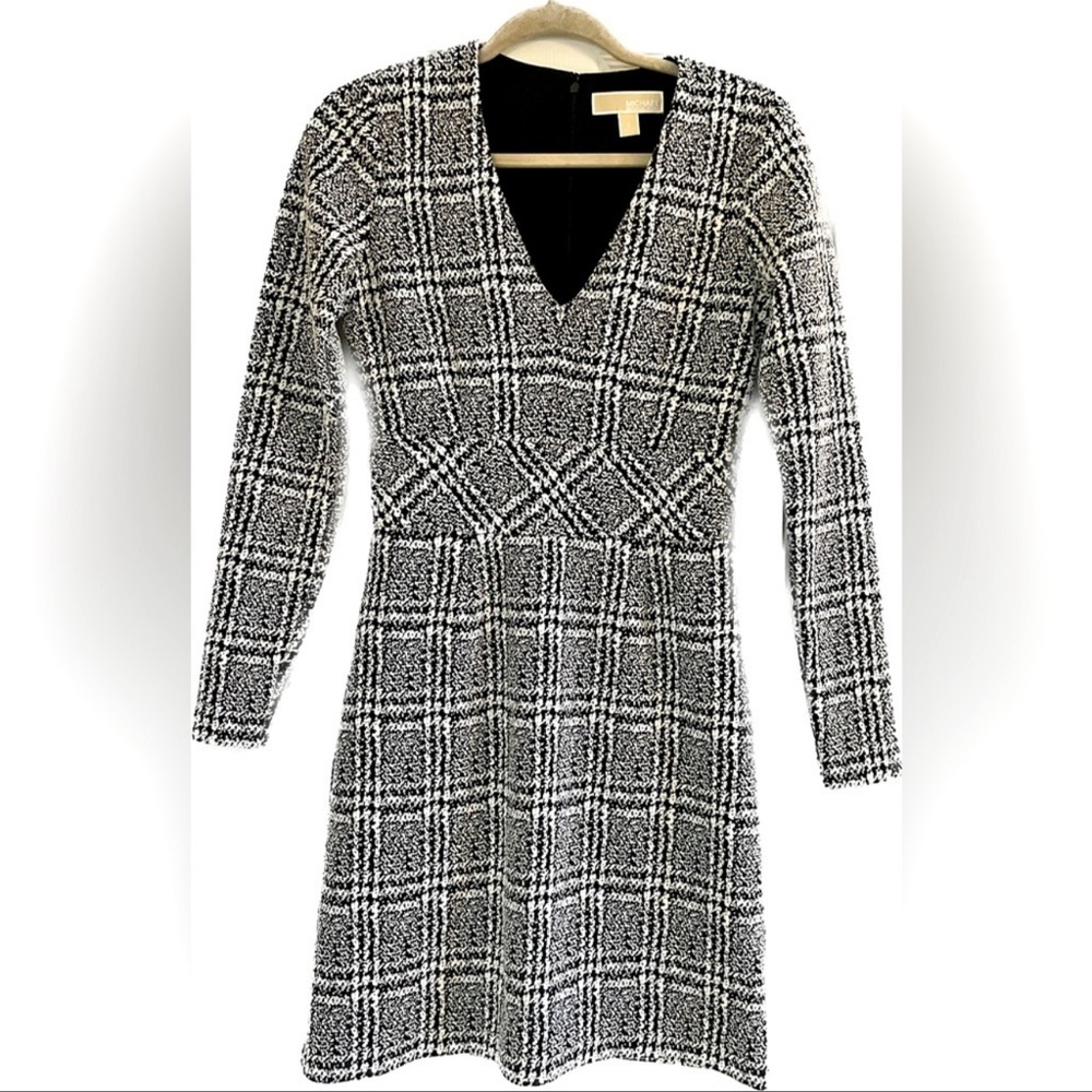 Michael Kors Black and White Jacquard Dress